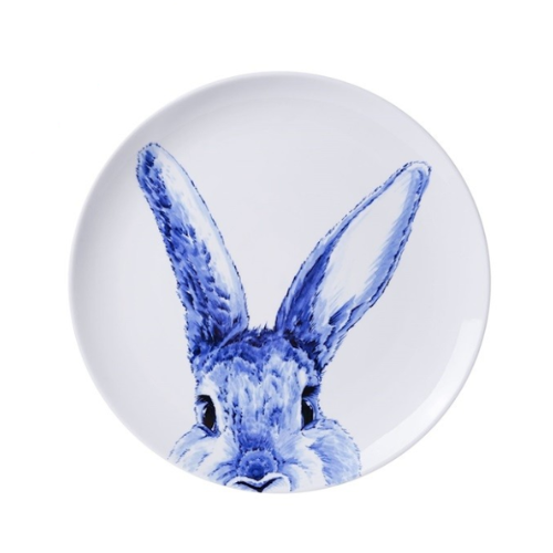 Heinen Delfts Blauw wandbord Haas 26.5 cm